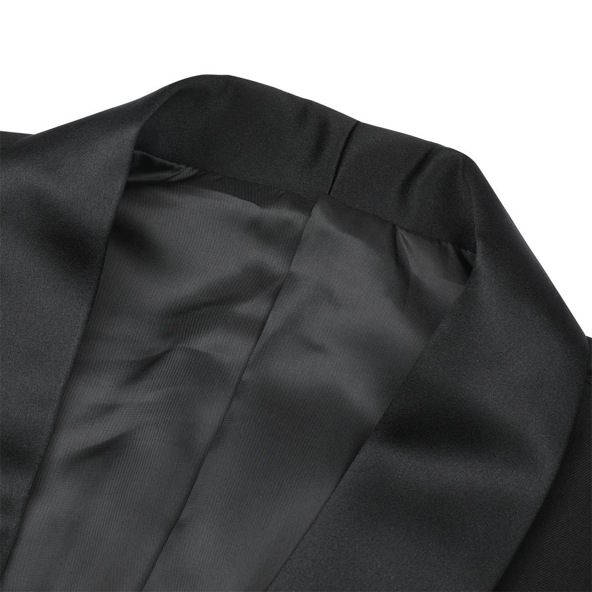 Black # Men's slim fit 2-piece casual suit with one-button shawl lapel and single-breasted closure, solid black blazer jacket with four-button cuffs and matching flat-front trousers, lightweight polyester formal wear for party, prom, wedding, dinner and daily occasions, isolated on white background.