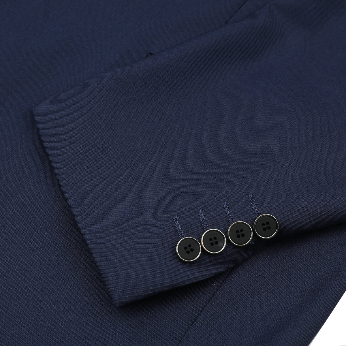 Blue # Men's slim fit 2-piece casual suit with one-button shawl lapel and single-breasted closure, solid blue blazer jacket with four-button cuffs and matching flat-front trousers, lightweight polyester formal wear for party, prom, wedding, dinner and daily occasions, isolated on white background.