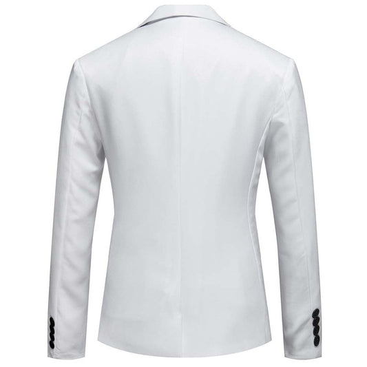 Black # Men's slim fit dragon print blazer with notched lapel and center vent, black casual sport coat with 4-button cuffs, 2 flap pockets and 1 chest pocket, lightweight polyester jacket for party, wedding, business and daily wear, isolated on white background.