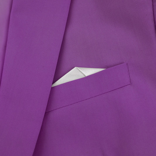 Purple # Men's one-button casual blazer with flat collar and single-breasted closure, stylish purple sport coat jacket with premium polyester viscose blend fabric and eco-friendly buttons for business, office, wedding and daily wear, isolated on white background.
