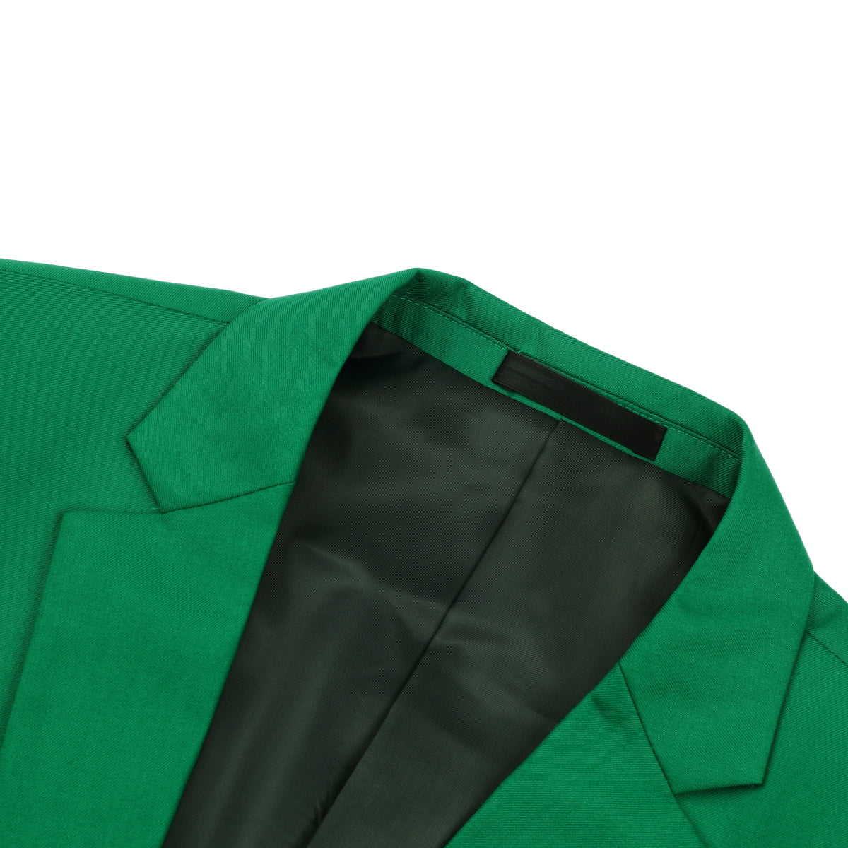 Green # Men's one-button casual blazer with flat collar and single-breasted closure, stylish green sport coat jacket with premium polyester viscose blend fabric and eco-friendly buttons for business, office, wedding and daily wear, isolated on white background.