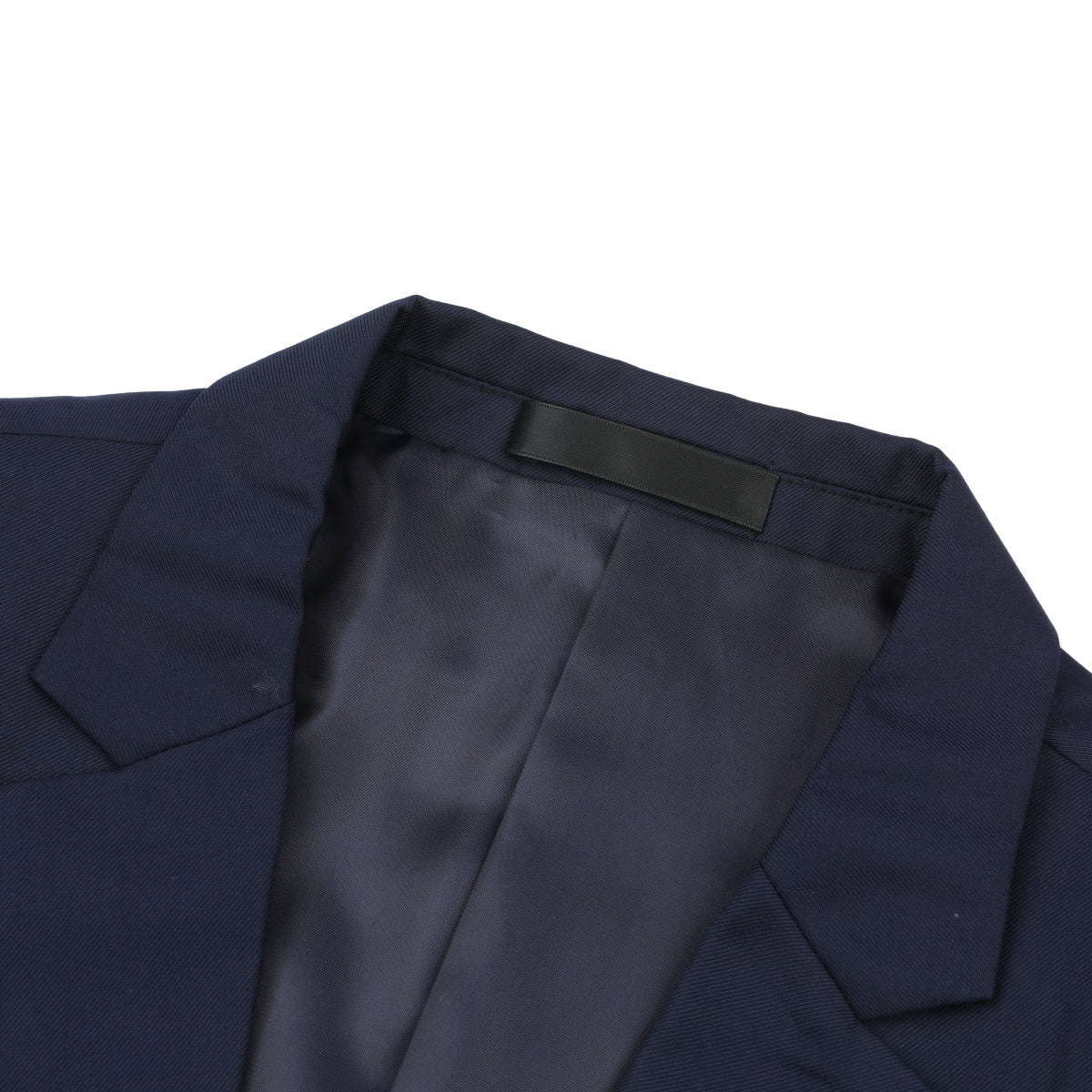 Navy # Men's one-button casual blazer with flat collar and single-breasted closure, stylish navy sport coat jacket with premium polyester viscose blend fabric and eco-friendly buttons for business, office, wedding and daily wear, isolated on white background.