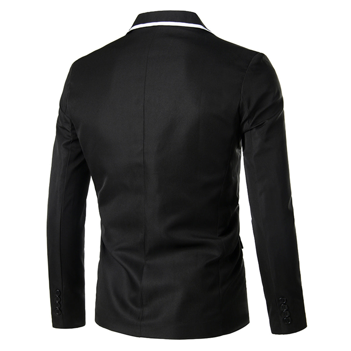 Black # Men's one button solid color casual blazer, classic slim fit single breasted suit jacket for business meetings, daily office wear and formal events, isolated on white background.