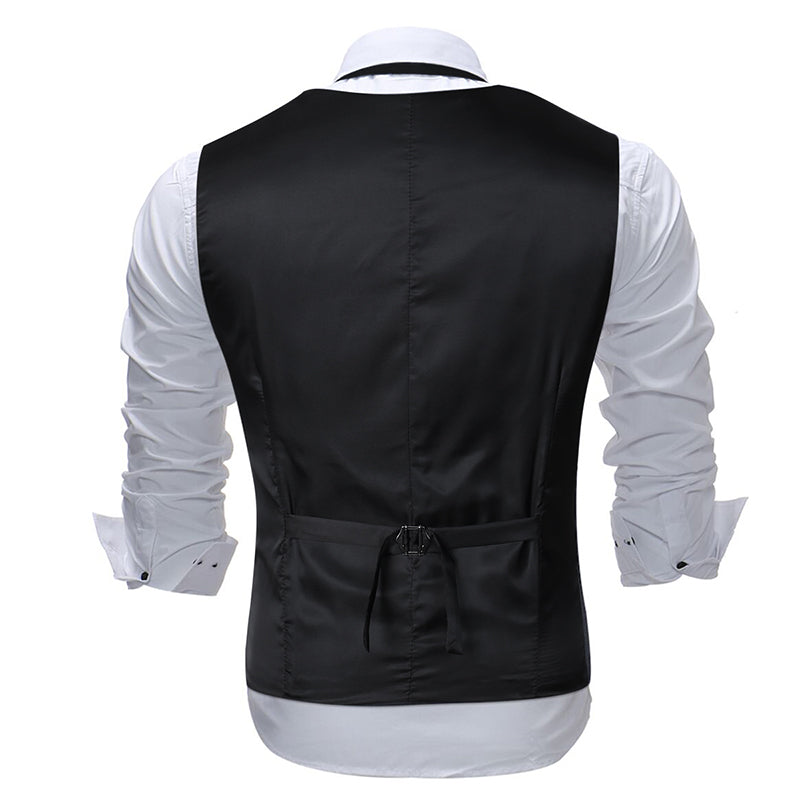Silver # Men's slim fit single breasted printed vest with v-neck and 3-button satin collar closure, sleeveless silver waistcoat with gold stamping floral print and adjustable back belt, fully lined polyester viscose blend vest for business, wedding, prom, banquet and daily wear, isolated on white background.