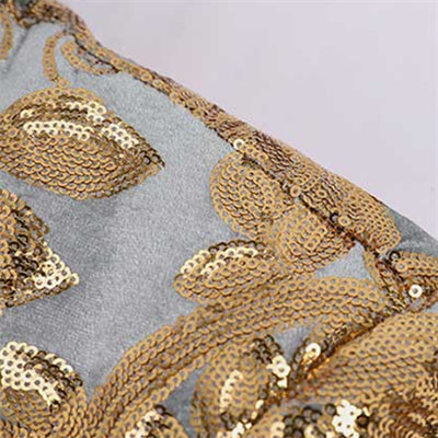 Gold # Men's slim fit sequin blazer with shawl collar and single-breasted button closure, gold sparkle dance party jacket with no vent and fully lined interior, shining sequin decoration for stage performance, prom, wedding and special occasions, isolated on white background.