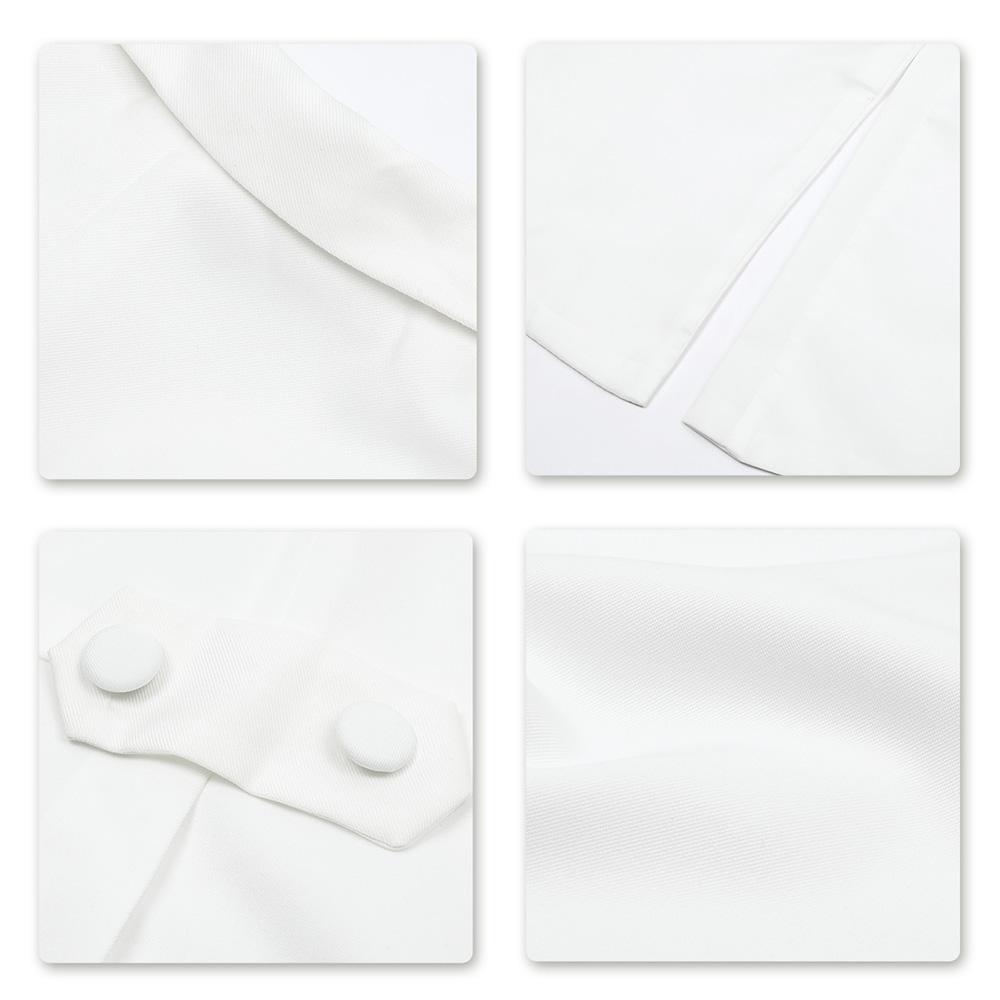 White # Men's slim fit 3-piece swallowtailed dinner suit with classic lapel and single-breasted button closure, white formal tailcoat blazer with matching vest and flat-front trousers featuring rustproof zipper, wrinkle-resistant polyester viscose blend suit for wedding, prom, banquet and formal parties, isolated on white background.