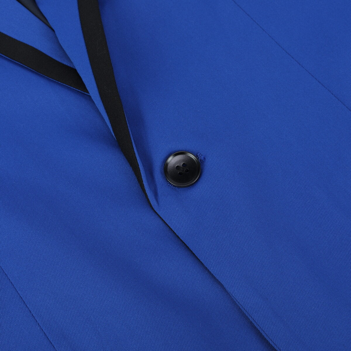 Blue # Men's one-button solid color casual blazer with flat collar and single-breasted closure, classic blue sport coat jacket with premium polyester viscose blend fabric for business, office, wedding and daily wear, isolated on white background.