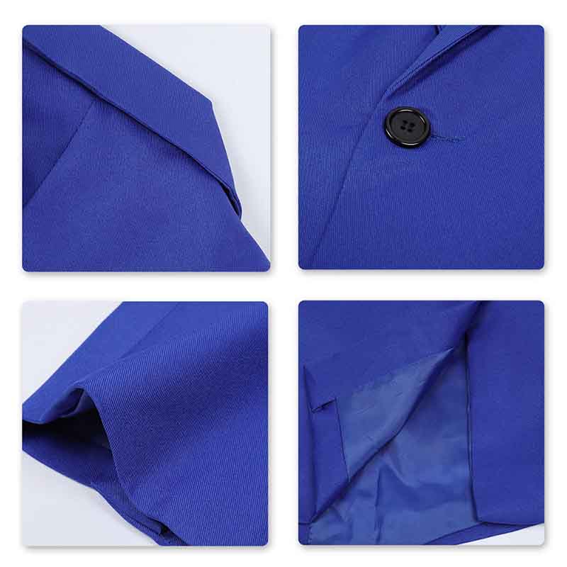 Dark Blue # Men's slim fit casual blazer with notched lapel and buttoned cuffs, dark blue daily sport coat with chest pocket and fixed floral pocket-square, one inner pocket and two side flap pockets, premium polyester jacket for business, office, party and daily wear, isolated on white background.