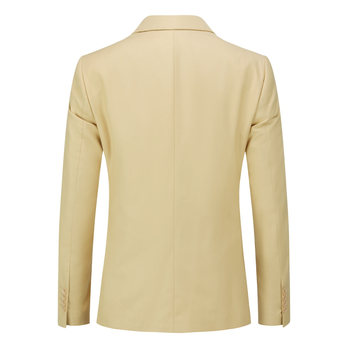 Khaki # Men's one-button casual blazer with flat collar and single-breasted closure, stylish solid khaki sport coat jacket with premium polyester viscose blend fabric and环保 buttons for daily business, office, wedding and party wear, isolated on white background.