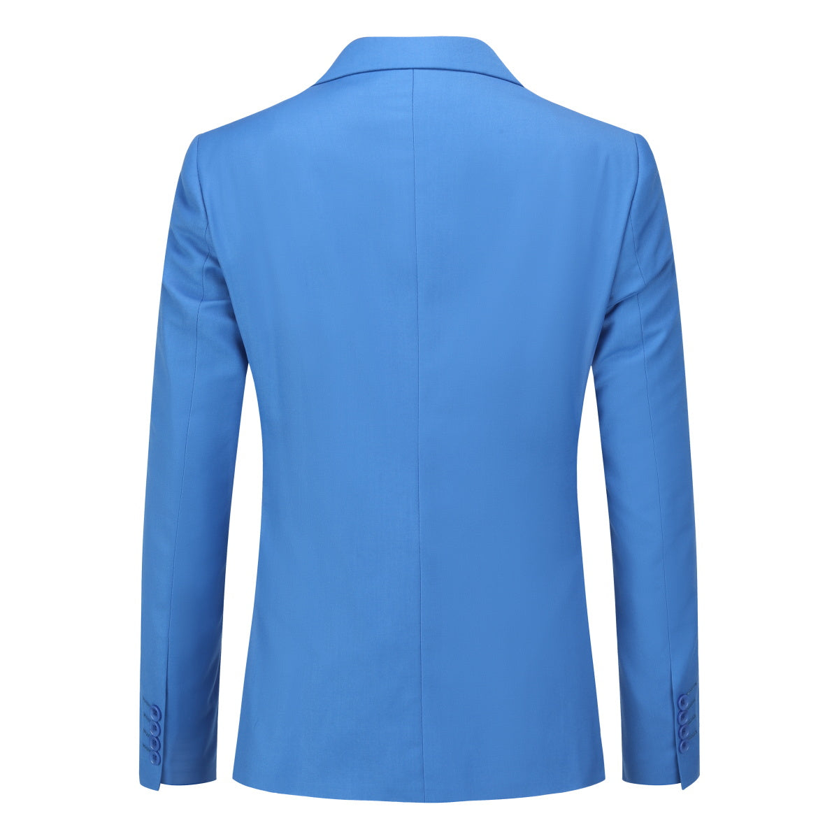 Light Blue # Men's one-button casual blazer with flat collar and single-breasted closure, stylish light blue sport coat jacket with premium polyester viscose blend fabric for daily business, office, wedding and party wear, isolated on white background.