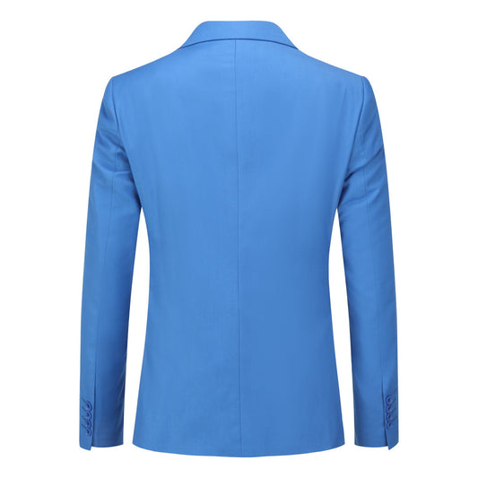 Light Blue # Men's one-button casual blazer with flat collar and single-breasted closure, stylish light blue sport coat jacket with premium polyester viscose blend fabric for daily business, office, wedding and party wear, isolated on white background.