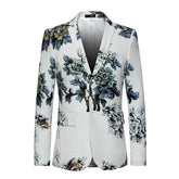 Floral Print Blazer Slim Fit White Blazer