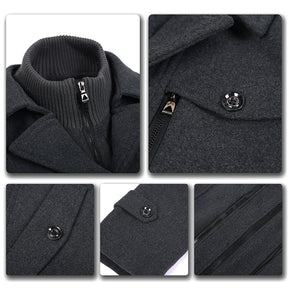 Men's Regular Fit Winter Overcoat Long Wool Coat