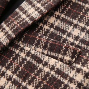 Men's Autumn One Button Casual Plaid Jacket Khaki