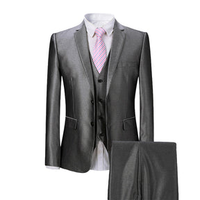 3-Piece Two Button Slim Fit Silver Grey Suit