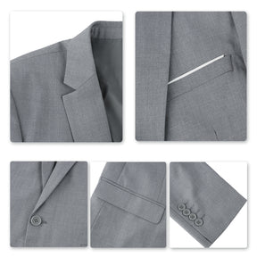 Mens 2-Piece Slim Fit Two Button Light Grey Suit