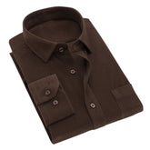 Men's Square Neck Solid Velvet Shirt Chestnut Brown