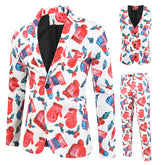 Men's 3-piece Christmas Socks Mittens Christmas Print Suit White & Red