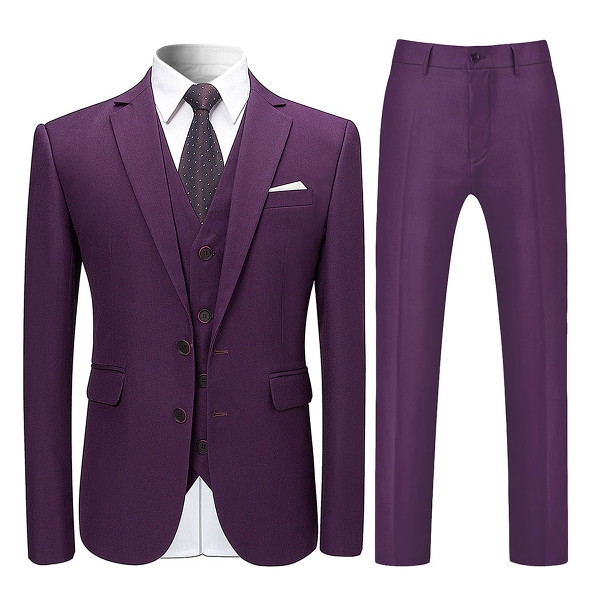 Purple 3-Piece Suit Slim Fit Two Button Suit