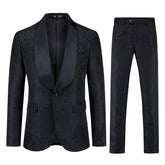 Paisley Suit 2-Piece Slim Fit Print Suit Black