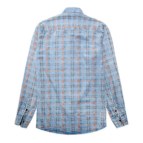 Slim Fit Plaid Paisley Shirt LightBlue