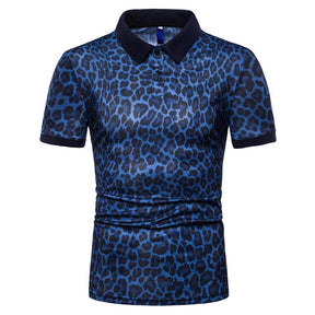 Slim Fit Leopard Polo Navy Shirt