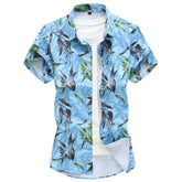 Slim Fit Bamboo Leaves Blooming Shirt Light Blue