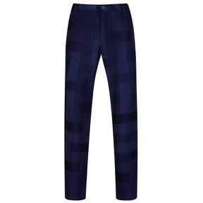 3-Piece Slim Fit Checked Navy Casual Suit