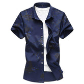 Slim Fit Pattern Printed T-Shirt Blue