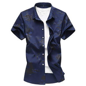 Slim Fit Pattern Printed T-Shirt Blue