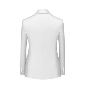 Men's Solid Color Double Breasted Business Suit White