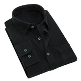 Men's Square Neck Solid Velvet Shirt Dark Green