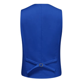 3-piece Men's Solid Color Notched Lapel Back Center Vent Suit Royal Blue