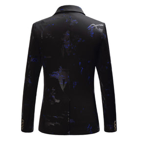 Men's Printed Single Breasted Slim Fit Blazer Black