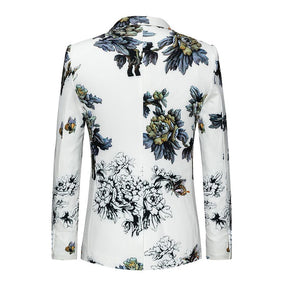 Floral Print Blazer Slim Fit White Blazer