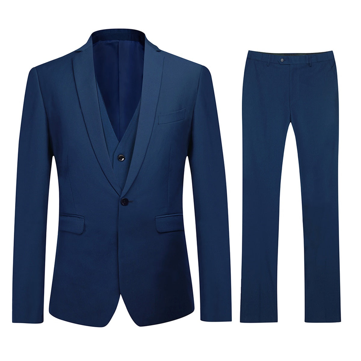 3-Piece One Button Formal Suit Classic Suit Blue