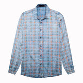 Slim Fit Plaid Paisley Shirt LightBlue