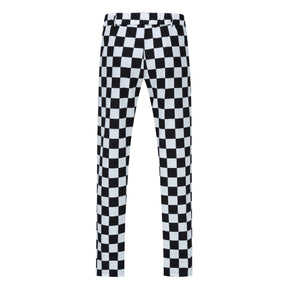 Men's Black and White Check Straight Casual Trousers