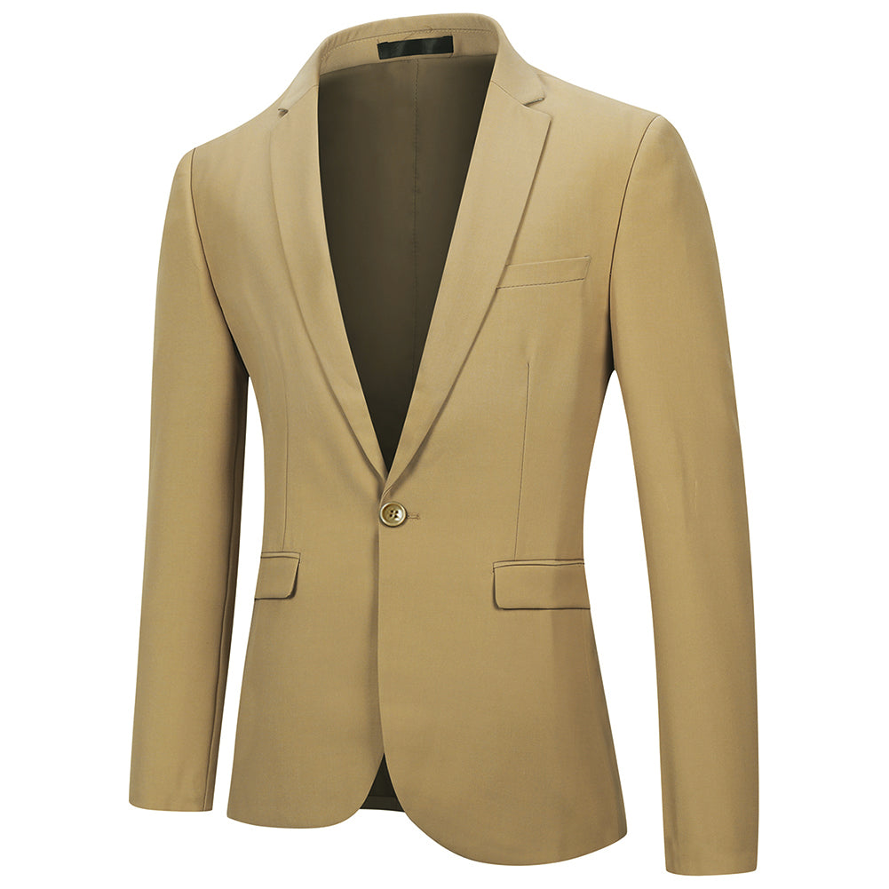2-Piece Slim Fit Casual Suit Khaki