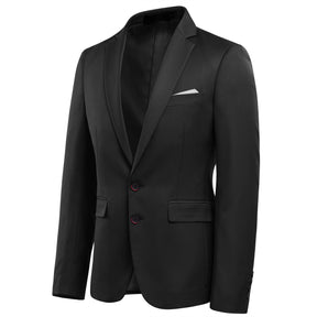 Mens Solid Color Two Button Single Breasted Blazer Black