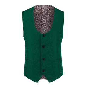 3-Piece Paisley Suit Shawl Collar Suit Green