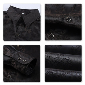 Slim Fit Embroidered Black Paisley Shirt