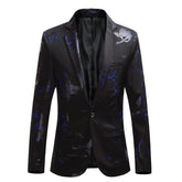 Men's Printed Single Breasted Slim Fit Blazer Black