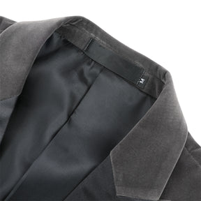 Slim Fit 2-Piece Grey Pleuche Velvet Tuxedo Suit