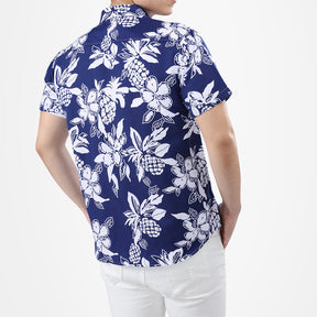 Printed Navy Ventilate Summer Shirt