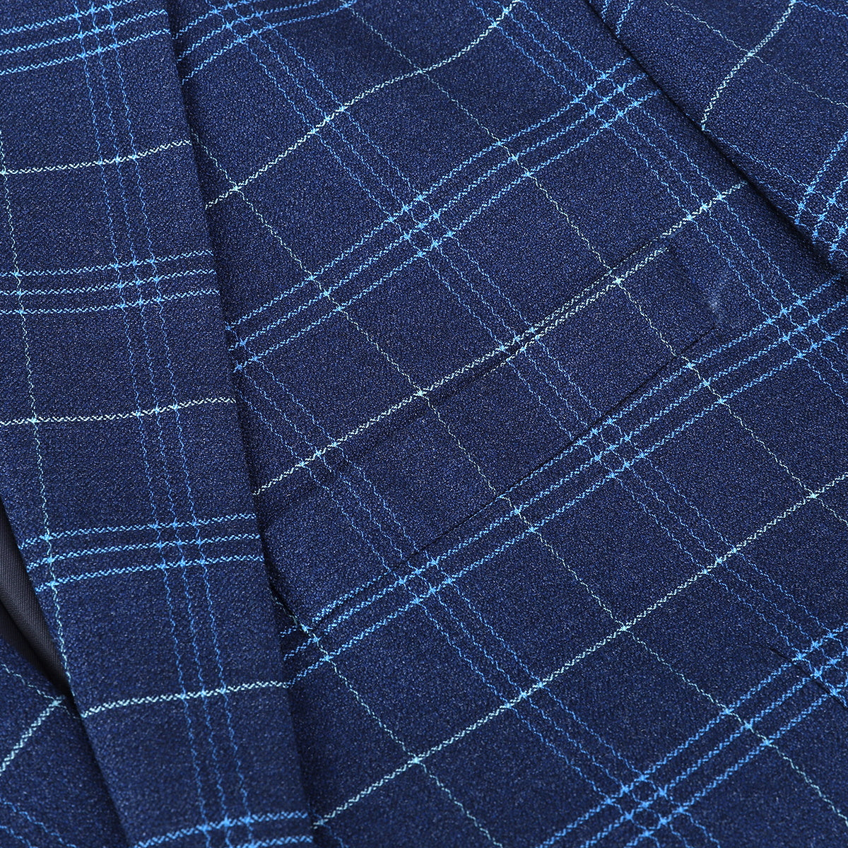 2-Piece Slim Fit Vintage Plaid Suit Blue