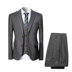 Three Piece Titanium Silver Suit Stripe Design Suit