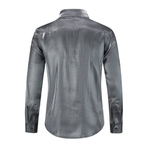 Men's Solid Color Silk Comfort Long Sleeve Shirt Grey