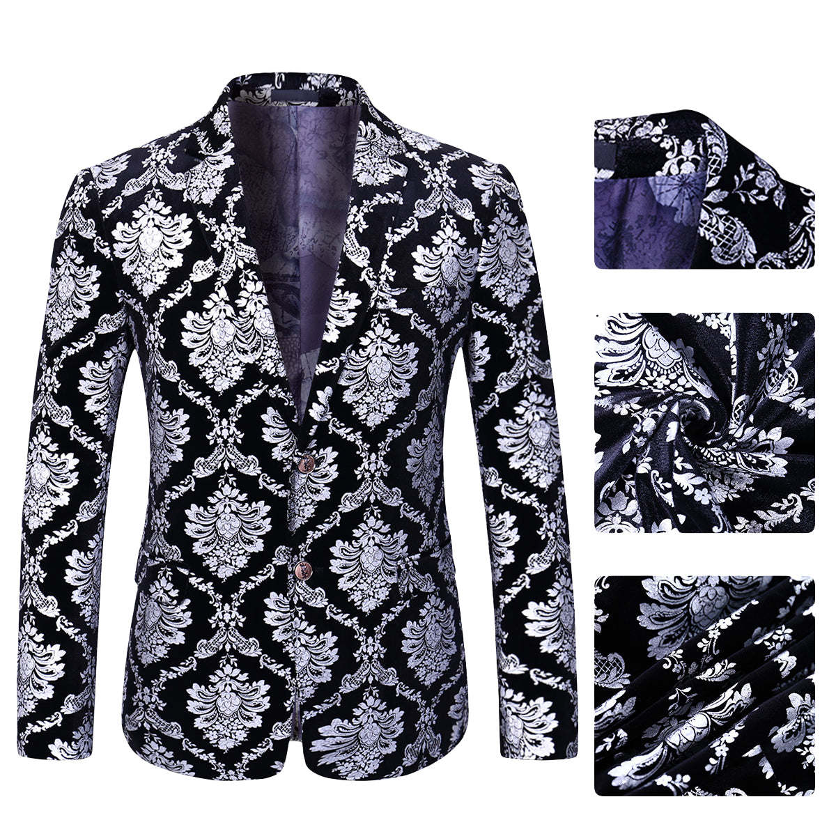 Modern Fit  Floral Silver Blazer