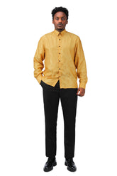 Slim Fit Embroidered Yellow Paisley Shirt